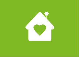 Imagem verde com um desenho de uma casa no centro
